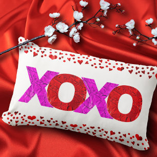 Cojín Lumbar XOXO Rojo Rojo Negra y Moderno Corazón de San Vale