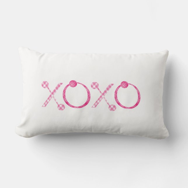 Cojín Lumbar xoxo Valentine Plaid Lumbar Pillow (Anverso)