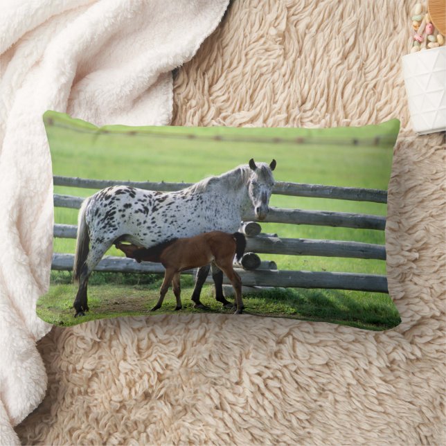 Cojín Lumbar Yegua Appaloosa y potro caballo (Manta)