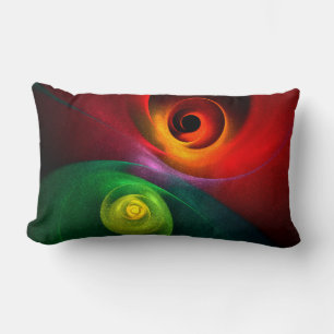 Cojín Lumbar Yin Verde Rojo Yang Patrón de arte abstracto moder