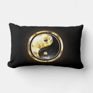 Cojín Lumbar Yin Yang dorado en negro
