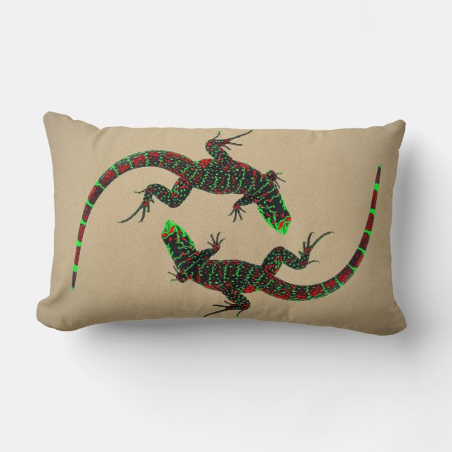 Cojín Lumbar Yin Yang Lizards Ceramic Tile Brown (Anverso)