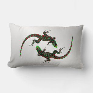 Cojín Lumbar Yin Yang Lizards Silver