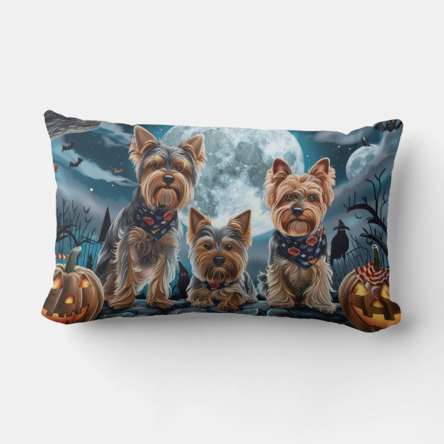 Cojín Lumbar Yorkshire Terrier Halloween Spooky (Reverso )