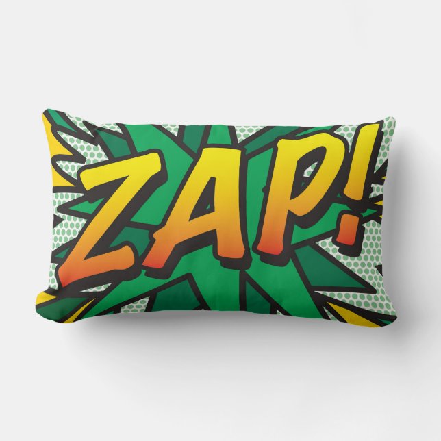 Cojín Lumbar ZAP POW Diversión Retro Cómic Arte Pop (Anverso)