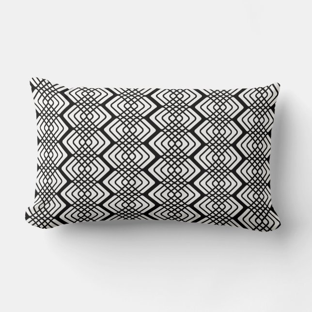 Cojín Lumbar Zigzag Waffle Pillow Lumbar blanco y negro (Anverso)