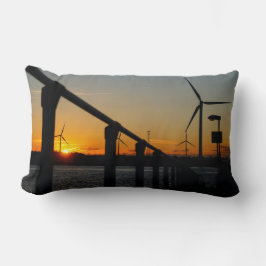 Cojín Lumbar Zonsondergang met windmolen, Rustgevend relaxt.