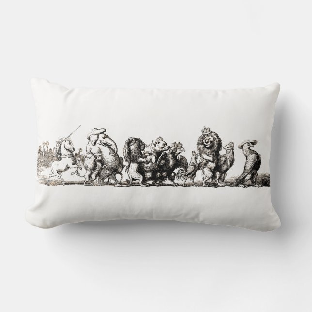 Cojín Lumbar Zoológico de leones de unicornio de arte animal (Anverso)