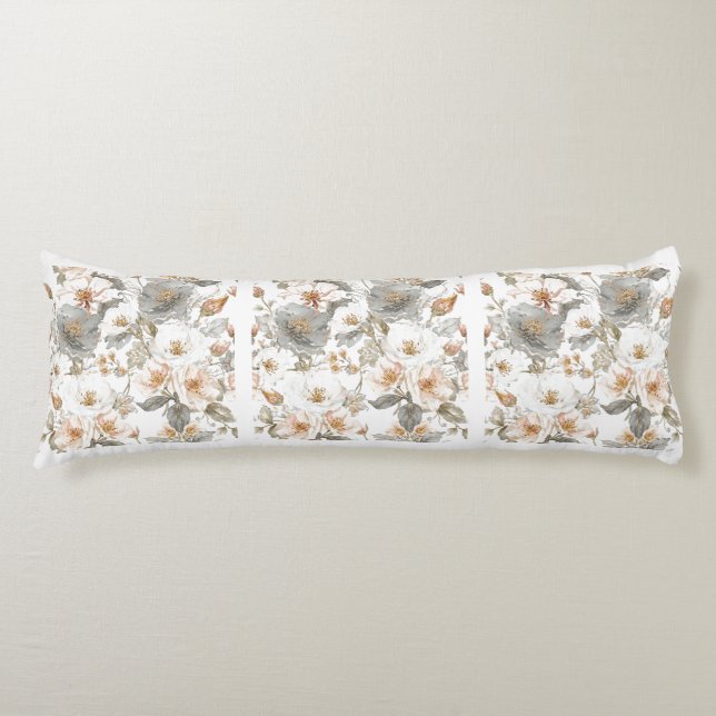 Cojín Luxury, Elegant, Gold Grey Flowers Pattern  (Anverso)