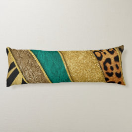 Cojín Luxury Emerald & Gold Safari Leopard Zebra Glitter