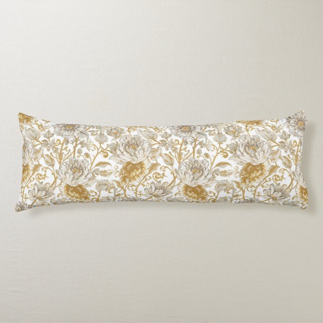 Cojín Luxury,The Beauty of Blooming Gold Flowers Pattern (Anverso)