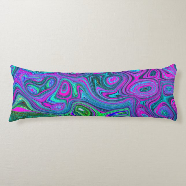 Cojín Magenta desangrada y Groovy verde limón Resumen de (Anverso)