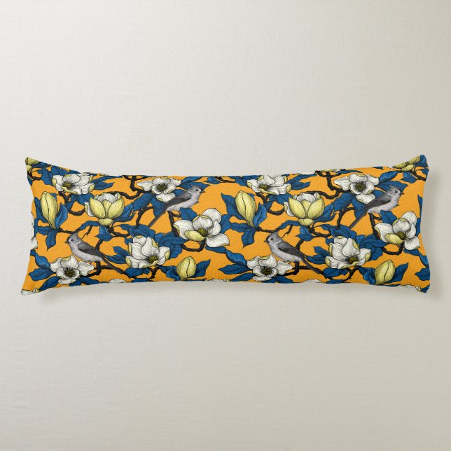 Cojín Magnolia en flor y pájaro del ratón 3 (Anverso)