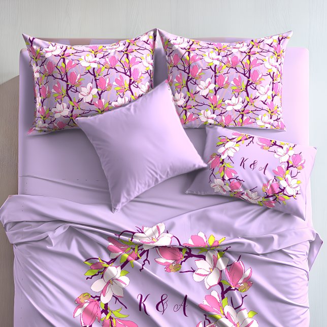 Cojín Magnolia floreciente, Funda de almohada estándar (Blooming Magnolia, Standard Pillow Case)