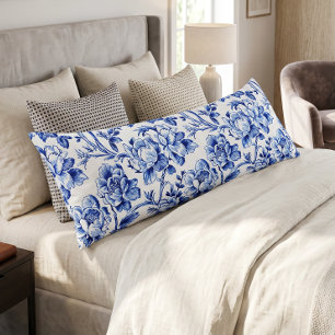 Cojín Magnolias Azules y Blancas Toile de Jouy
