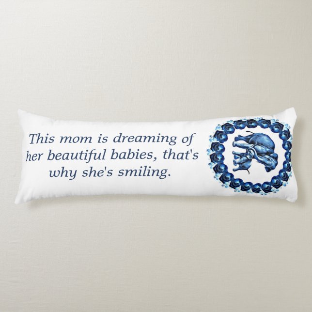 Cojín Mamá, yo y rosas de azul (Anverso)