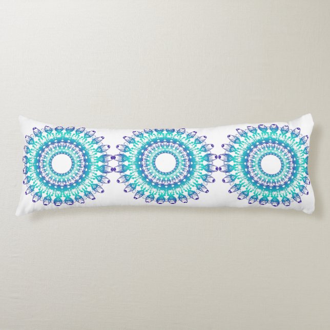 Cojín mandala. verde azulado étnico (Anverso)