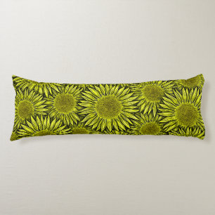 Cojín Mano Dibujada Floral Rústica Girasol Amarillo