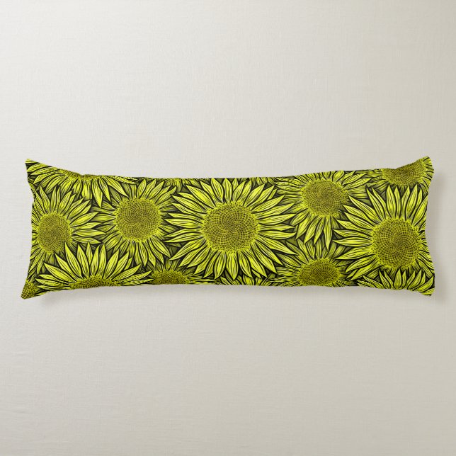 Cojín Mano Dibujada Floral Rústica Girasol Amarillo (Anverso)