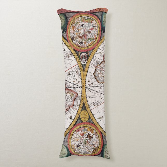 Cojín Mapa antiguo antiguo inspirado (12) (Frente vertical)