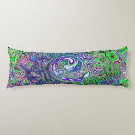 Cojín Marble Lime Green y Purple Resumen Swirt Retro