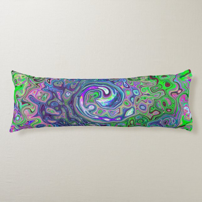 Cojín Marble Lime Green y Purple Resumen Swirt Retro (Anverso)