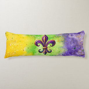 Cojín Mardi Gras colorido Fleur de lis
