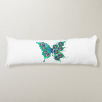 Mariposa con plumas de pavo real verde