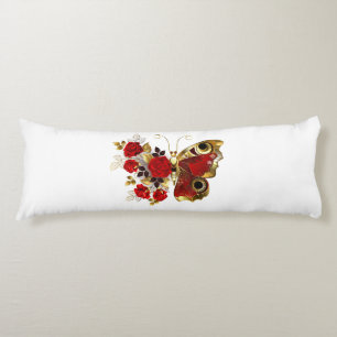 Cojín Mariposa de flor roja con rosas rojas