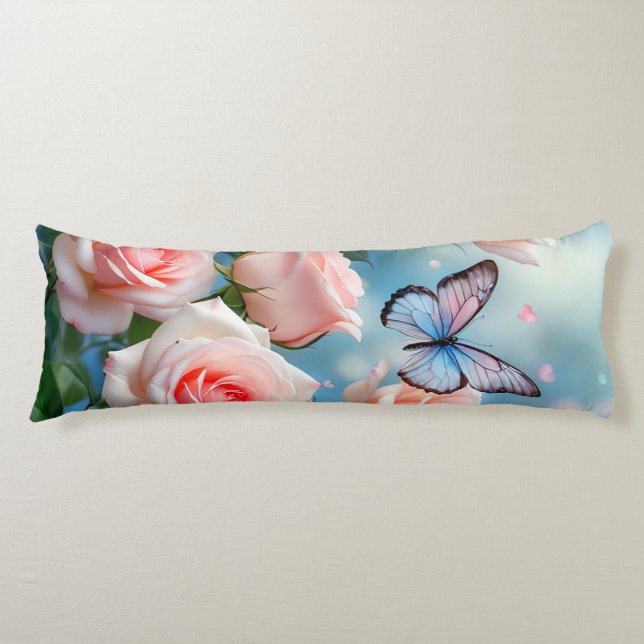 Cojín Mariposa En Flor Rosa (Anverso)