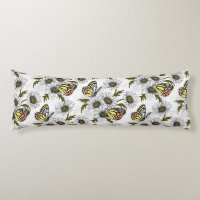 Mariposas Jezebel y flores de margarita en blanco