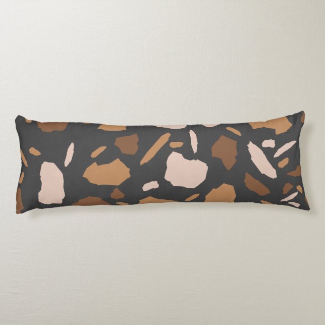 Cojín Mármol marrón, beige, tan y gris de Terrazzo (Reverso)