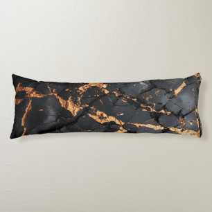 Cojín Mármol Negro Elegante con Vetas Doradas Arte Moder
