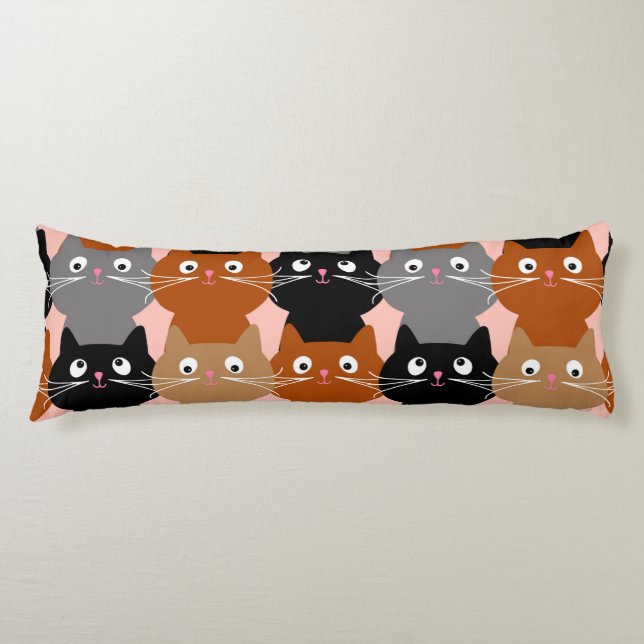 Cojín Mascotas felinos de felino lindo patrón negro rosa (Anverso)