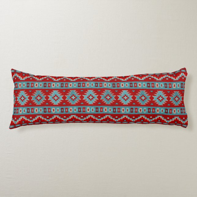 Cojín Mesas del Suroeste Turquesa y Rojo (Anverso)