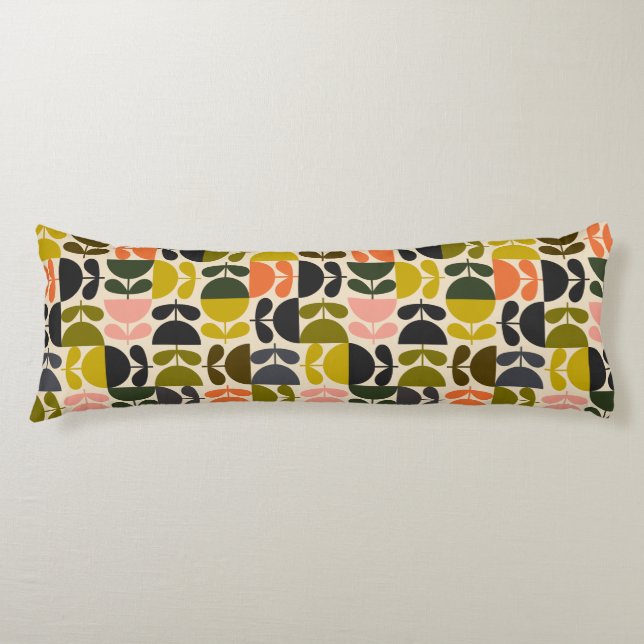 Cojín Mid‑century modern- Retro Scandinavian Flowers  (Anverso)