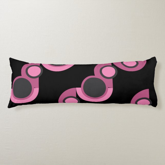 Cojín MidCentury Moderno rosa, negro y gris (Anverso)