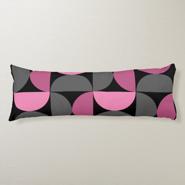 Cojín MidCentury Moderno rosa, negro y gris (Anverso)
