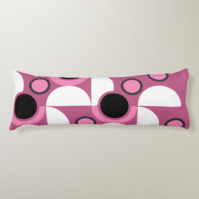 Cojín MidCentury Moderno rosa, negro y gris (Anverso)