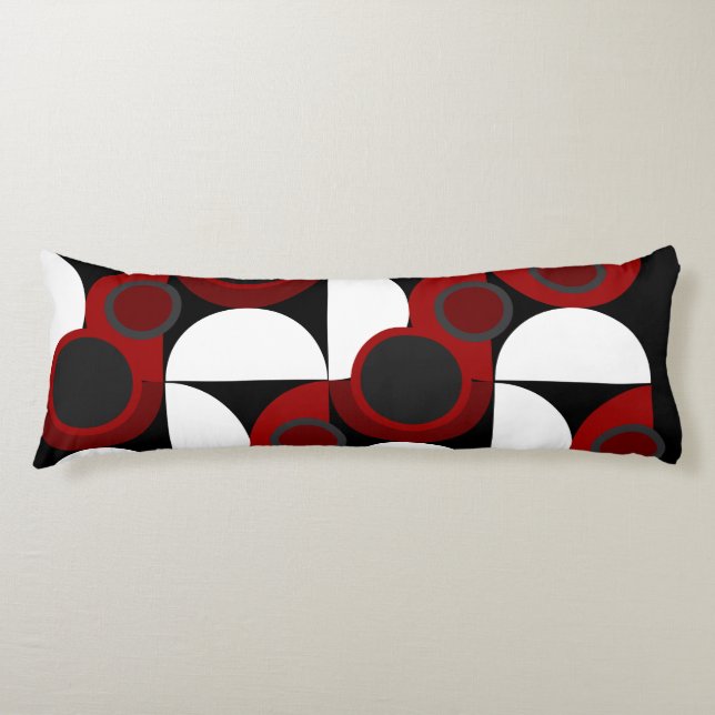 Cojín MidCentury Rojo moderno, negro y gris (Anverso)