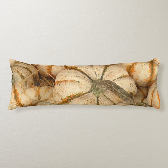 Cojín Mini Calabazas Blancas Con Acentos Naranjas Y Verd (Anverso)
