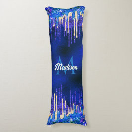 Cojín Moda azul aqua unicornio purpurina de oro goteo mo