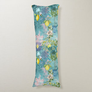 Cojín Moda color turquesa azul cítrico siciliano floral