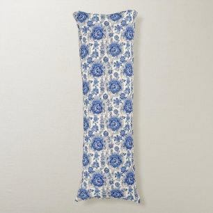 Cojín Moda Monograma de tela de chinoiserie floral azul 