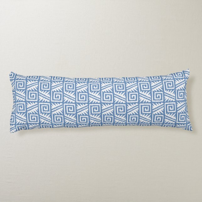Cojín Modelo azteca de Ikat - azul y blanco de cielo (Reverso)