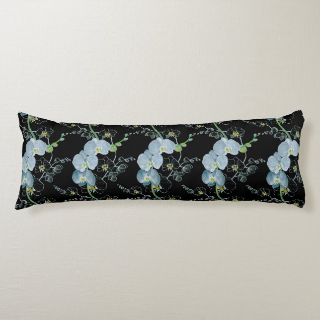 Cojín Modelo blanco de las orquídeas de la acuarela (Anverso)