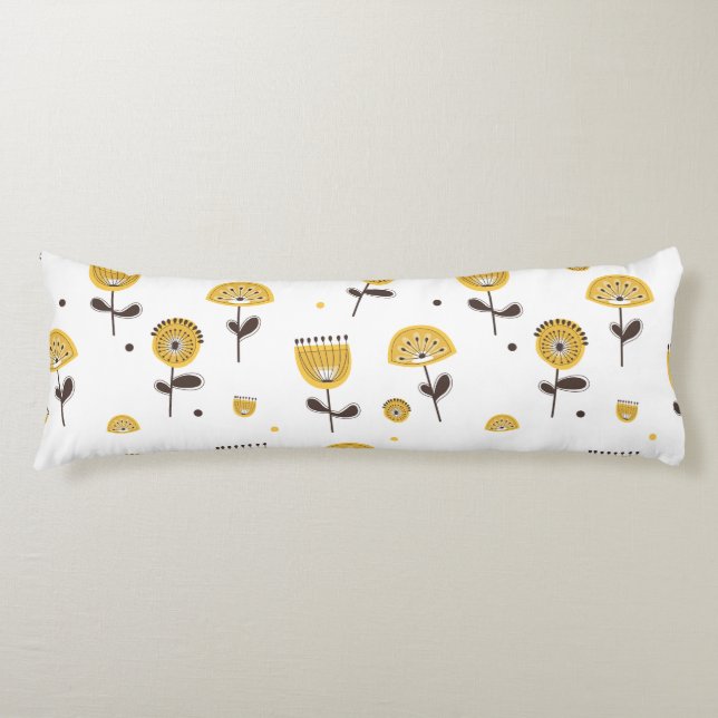 Cojín Modelo floral amarillo moderno de mediados del sig (Anverso)