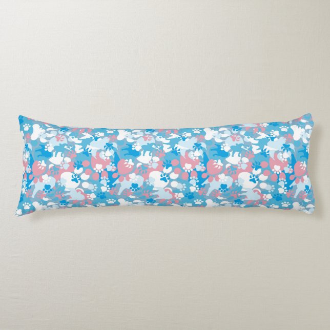 Cojín Modelo rosado y azul del perro del camuflaje (Anverso)