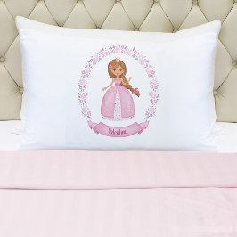 Cojín Monograma Chica Princesa rosa funda de almohada