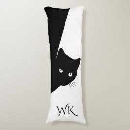 Cojín Monograma de Gato Negro Astuto